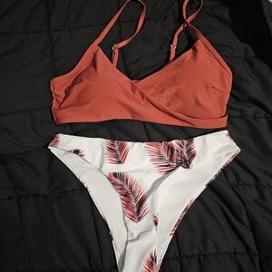 Pink and White Bikini Set with Modern Design